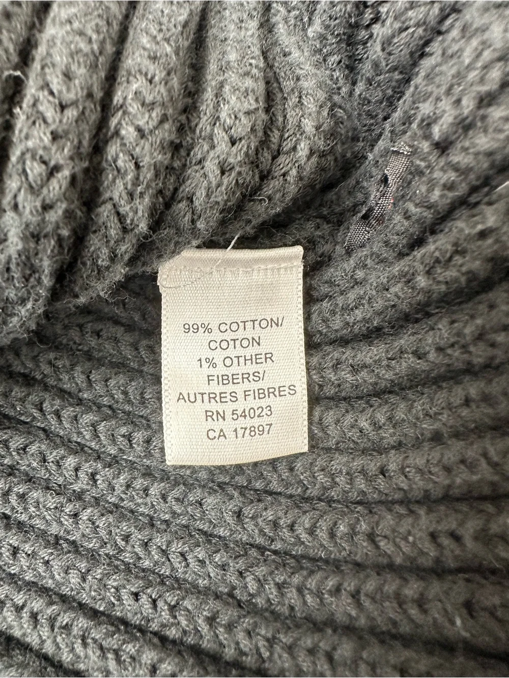 Vintage Banana Republic Ribbed Cotton Mock Neck Sweater Charcoal Grey L Y2K 2003